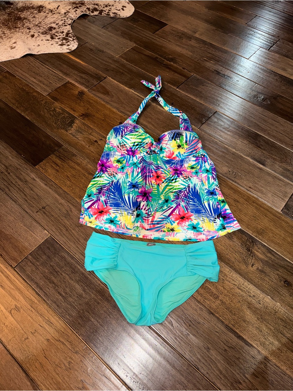 Tankini + Bikini Bottoms Set